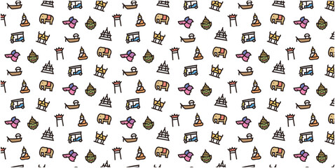 Thailand icon pattern background for website or wrapping paper(Color Icon Version)