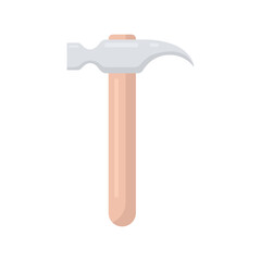 Hammer flat icon. Wood hummer symbol. Work repair tool. Vector illustration isolated on white.