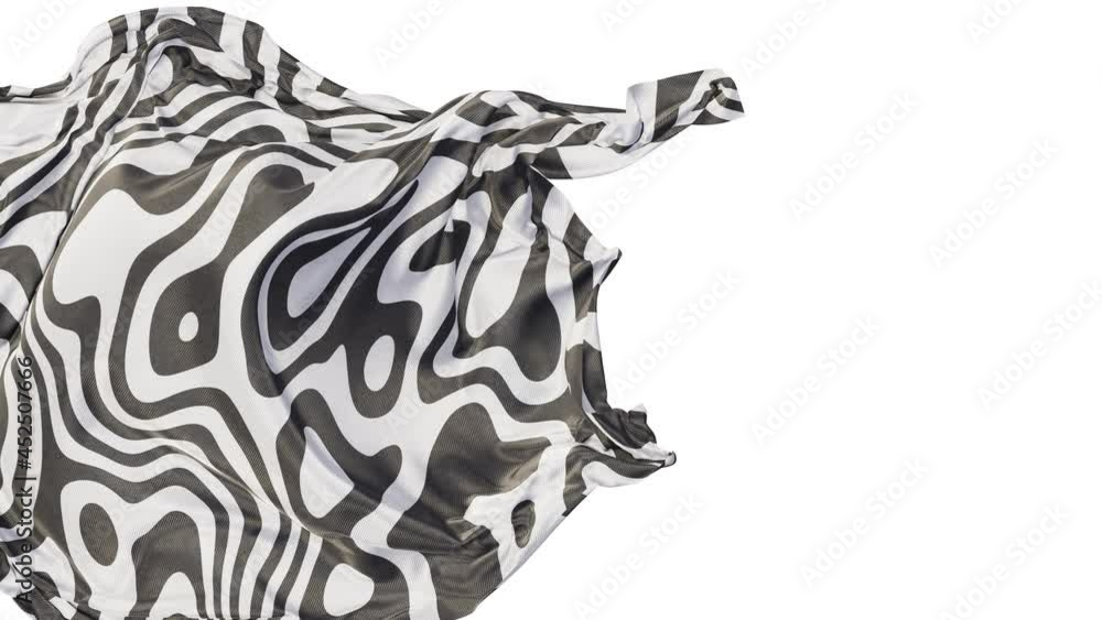 Aufkleber realistic 3d animation of the stylish zebra animalistic pattern cloth as fly away opener rendered in