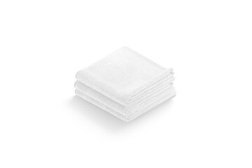 Blaank white folded big towel mockup stack, isolated