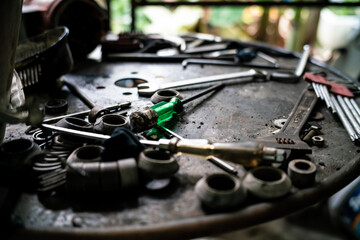Naklejka premium Dirty mechanical screew hardware tool