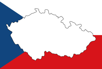 Czech Republic Color flag map. Vector illustration of national symbol. Graphic design of patriotic element