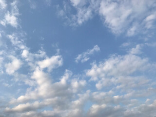 White clouds and blue sky.