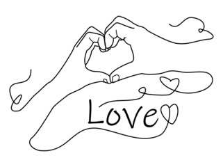 minimalism hand shape love line art design