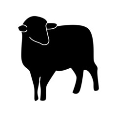 Silhouette of a sheep on white background