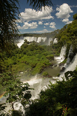 The Iguazu waterfalls in the frontier between Argentina and brazil. View of the falls in the...