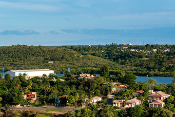 Fototapeta na wymiar Aerial view of the port or bay in Santiago de Cuba, Cuba