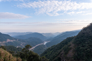 The mountains in the distance were filled with fog