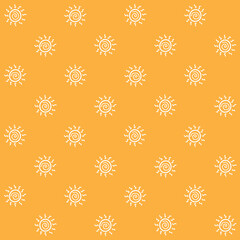 Sun Seamless Pattern - Amazing hand drawn seamless vector pattern of a white sun on orange suitable for background, fabric pattern, design assets, wrapping paper, wallpaper and illustration in general
