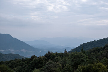 The mountains in the distance were filled with fog