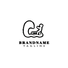 kite surfing logo template icon design vector illustration