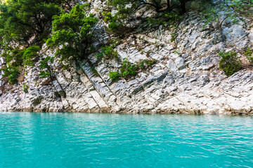 Cliffy rocks Verdon gorge near Galetas bridge, lake Sainte Croix, Provence, Provence Alpes Côte...