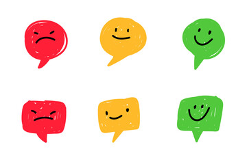 three buttons with happy, neutral and sad emotion faces