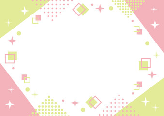 幾何学　フレーム  ピンク　黄緑