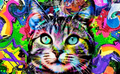 Zelfklevend Fotobehang achtergrond met kat © reznik_val