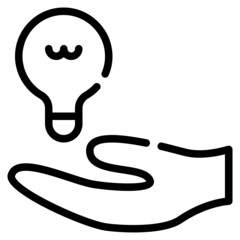 hand bulb simple line icon