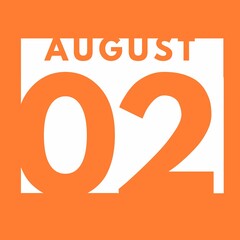 August 2 . flat modern daily calendar icon .date ,day, month .calendar for the month of August