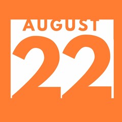 August 22 . flat modern daily calendar icon .date ,day, month .calendar for the month of August