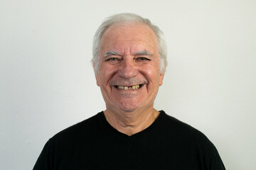 old man male senior smile happy face retired toothless dental care loosing teeth - Powered by Adobe