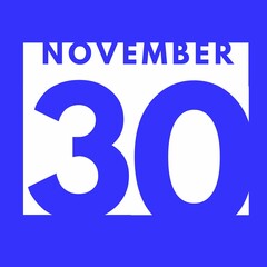 November 30 . flat modern daily calendar icon .date ,day, month .calendar for the month of November