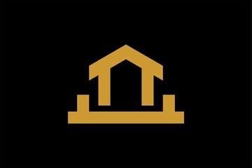 Real estate logo design. House abstract symbol. Outline home icon vector.