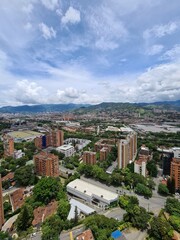 Fototapeta na wymiar Medellin, Antioquia, Colombia. August 19, 2020: Panoramic city landscape with architecture.