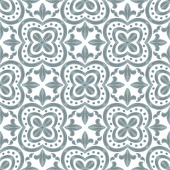 Portuguese azulejo ceramic tile seamless pattern. Mediterranean traditional ornament. Italian pottery or spanish majolica.