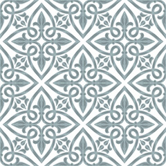 Portuguese azulejo ceramic tile seamless pattern. Mediterranean traditional ornament. Italian pottery or spanish majolica.
