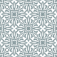 Fototapeta premium Portuguese azulejo ceramic tile seamless pattern. Mediterranean traditional ornament. Italian pottery or spanish majolica.