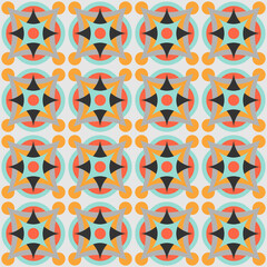 Ceramic tile abstract pattern. Geometric simple motif. Mexican talavera, portuguese azulejo or spanish majolica.