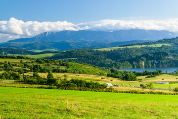 Fototapeta na wymiar Polish mountain landscapes, fields and meadows