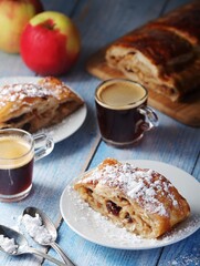 Traditional Austrian strudel with apples