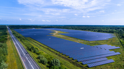 Solar Panel Green Factory Field Alternative Energy Aerial View