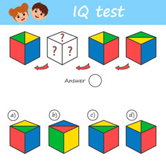 Educational game for kids for development logic test iq. Task game what comes next? Children funny riddle entertainment. Vector illustration - obrazy, fototapety, plakaty