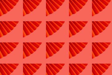 Graphic pattern concept. Origami made of red paper on a red background. 