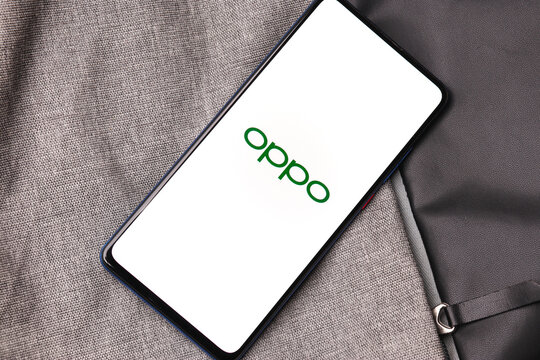 Assam, india - January 15, 2020 : Oppo logo on phone screen stock image.