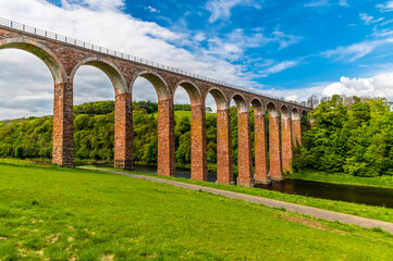 A view along the side of the viaduct at Leaderfoot in Scotland on a summers day 