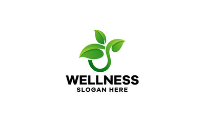 Wellness Leaves Gradient Logo Template