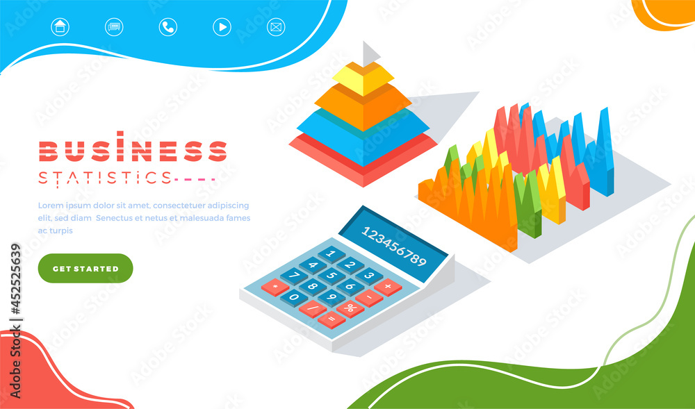 Poster visualize with business analytics. work with statistical data analysis, changing indicators. analyze