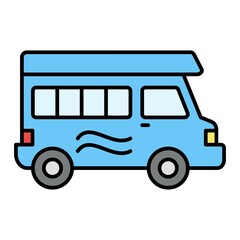 Vector Camper Van Filled Outline Icon Design