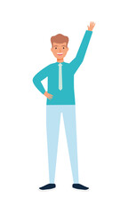 businessman standing and waving