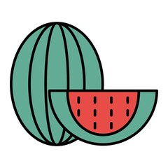 Vector Watermelon Filled Outline Icon Design