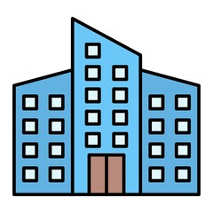 Vector Office Building Filled Outline Icon Design