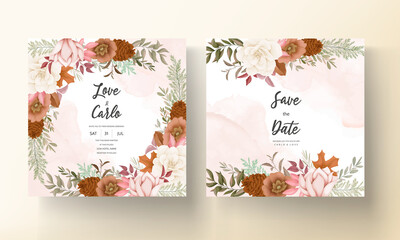 elegant hand drawn sweet floral wedding invitation card