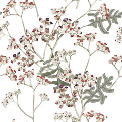 Autumn dry grass watercolor on white background seamless pattern for all prints.