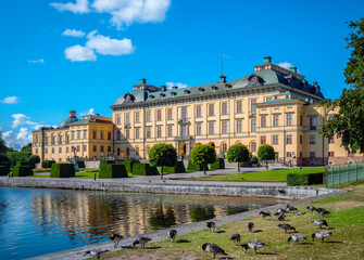 Fototapeta na wymiar Stockholm, Sweden - Aug 10, 2021: Drottningholm palace in summer season at Stockholm, Sweden