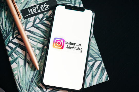 Instagram Ads Logo On The Smartphone Screen. Rostov-on-Don, Russia. 20 August 2021