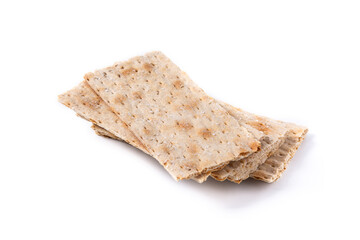 Traditional matzah bread isolated on white background