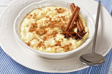 sweet rice pudding with cinnamon and anise star