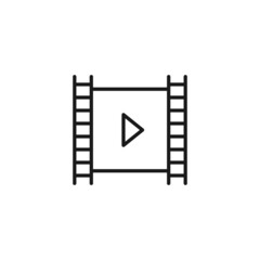 Line icon of a cinefilm with continue sign